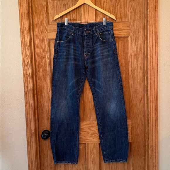 THE HUNDREDS Adam Bomb Jeans Straight Leg Blue Denim Embroidered Back Pocket Y2K - Picture 5 of 13